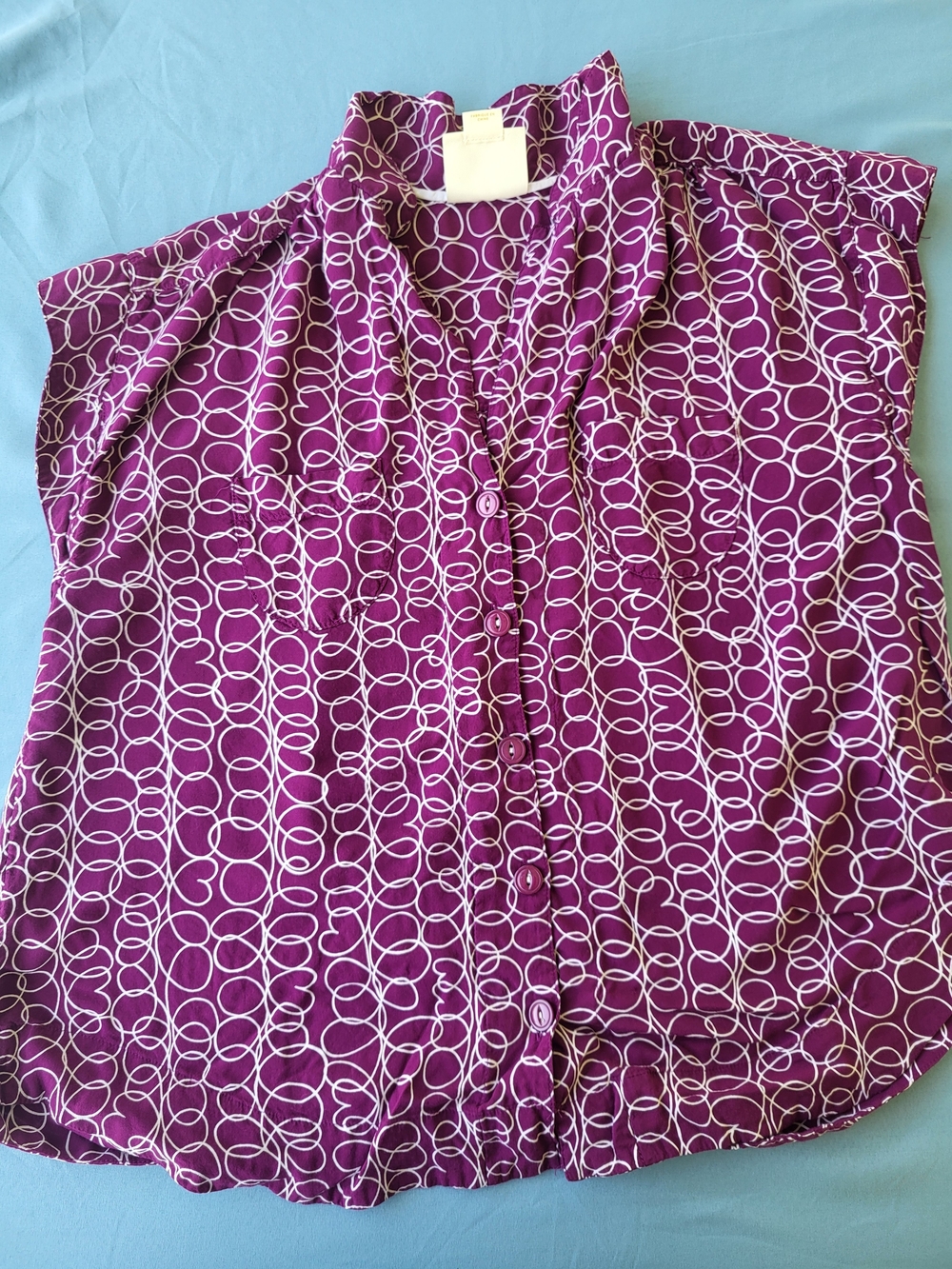Maeve Purple Printed Button-Front Blouse